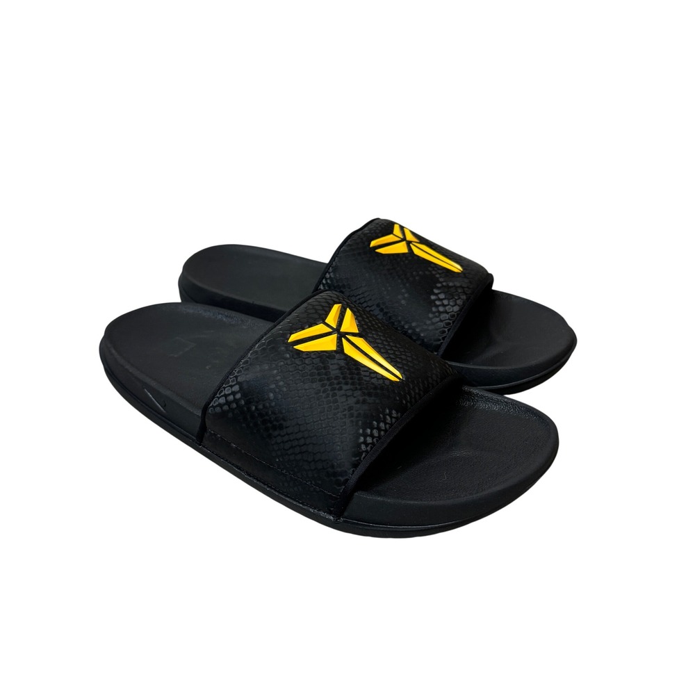Nike Kobe Bryant Victori One Slides Black Yellow Snakeskin Mens 11 Basketball